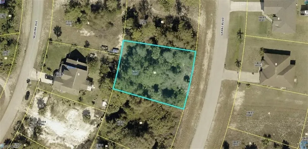 Aerial view of property's location featuring property parcel outlined