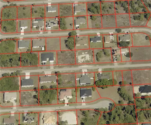 Aerial Parcel Map. Illustrating property boundaries and lot divisions within a developed area