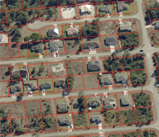 Cadastral Map. Illustrating property boundaries and structures within a developed area