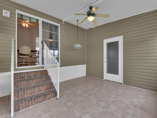 View of patio / terrace featuring ceiling fan and a porch