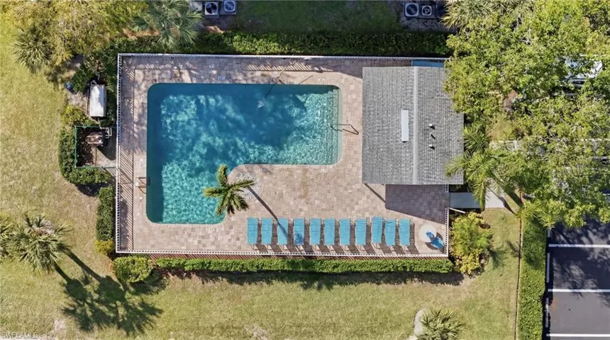 Drone / aerial view of a pool