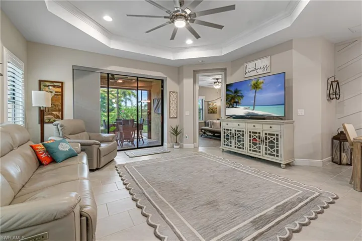 Coffered ceiling is so stylish adding extra height to the ceiling!