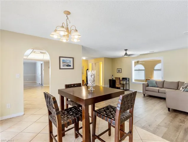 Dining area and doorway to kitchen on left