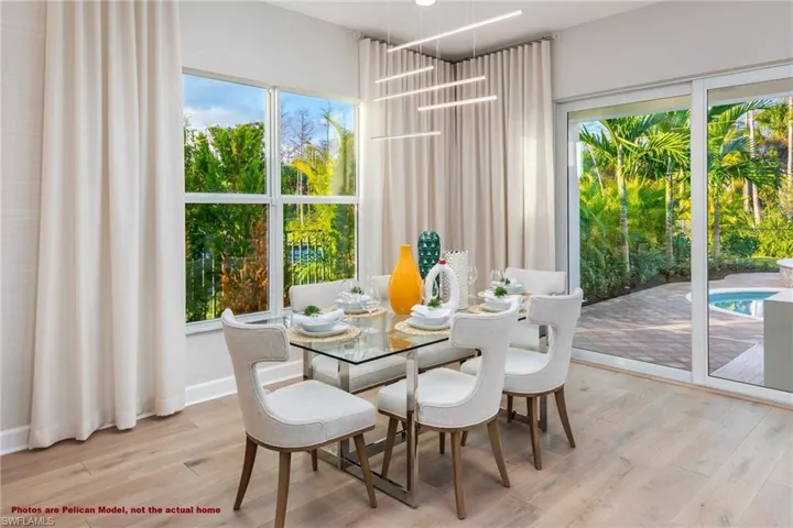 Dining room with light wood-type flooring