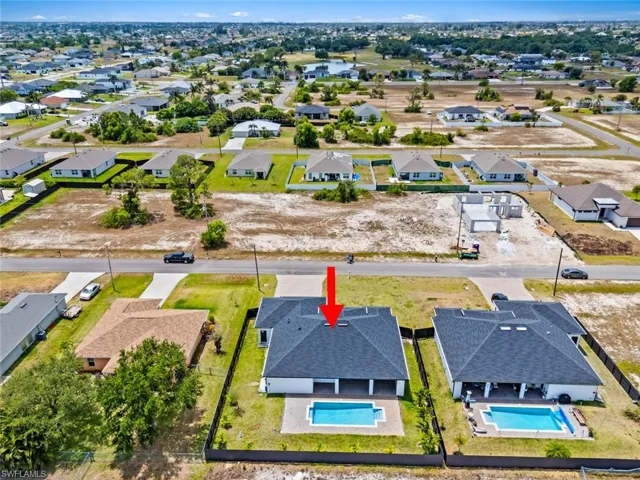 Aerial view of residential area