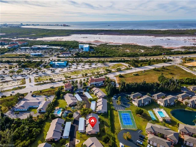 Aerial overview of property's location featuring nearby future Calusa Grande