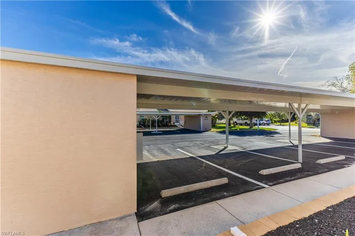 View of covered parking lot