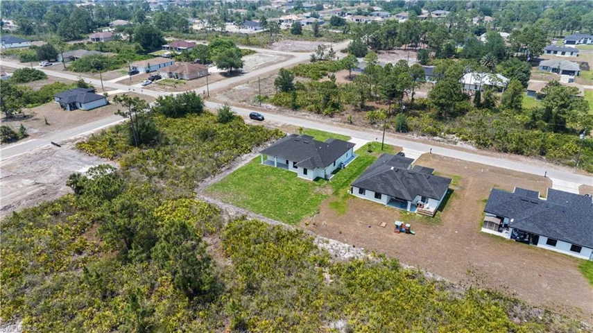 Aerial perspective of suburban area