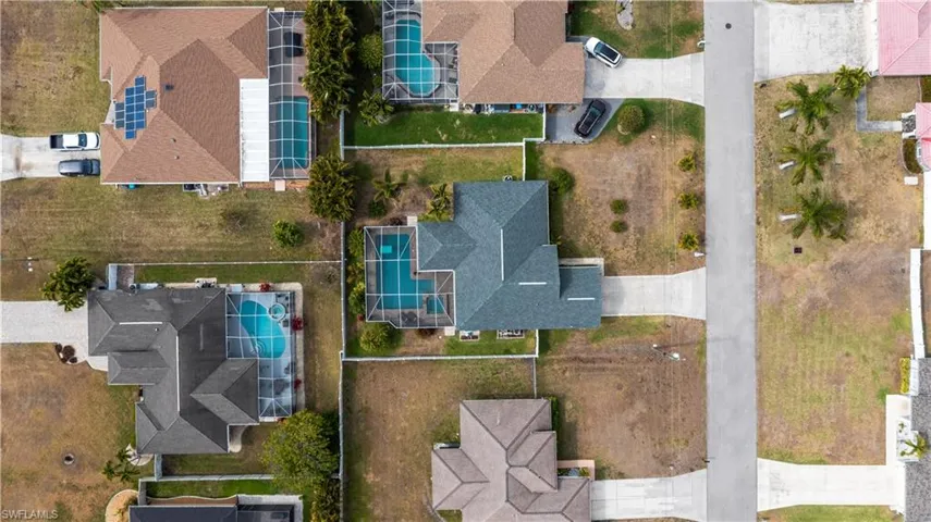Aerial perspective of suburban area