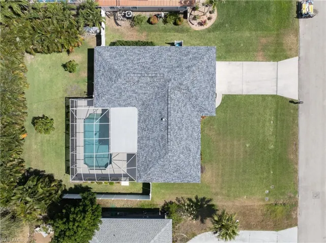 Aerial view of a pool
