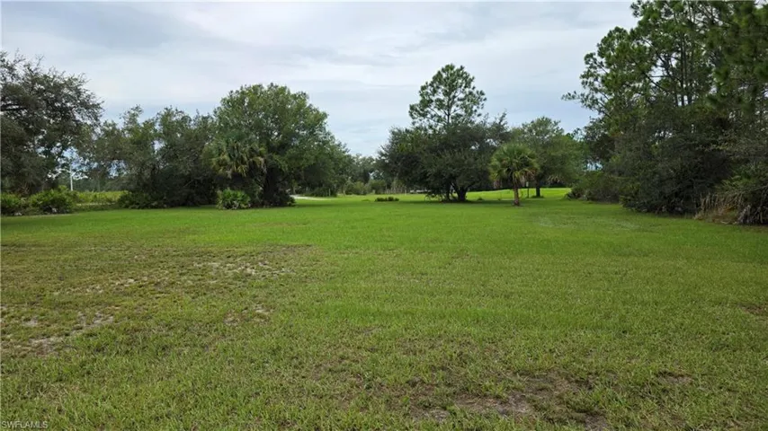 Expansive green space featuring a manicured lawn and mature trees