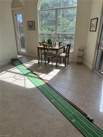 View of tiled dining space