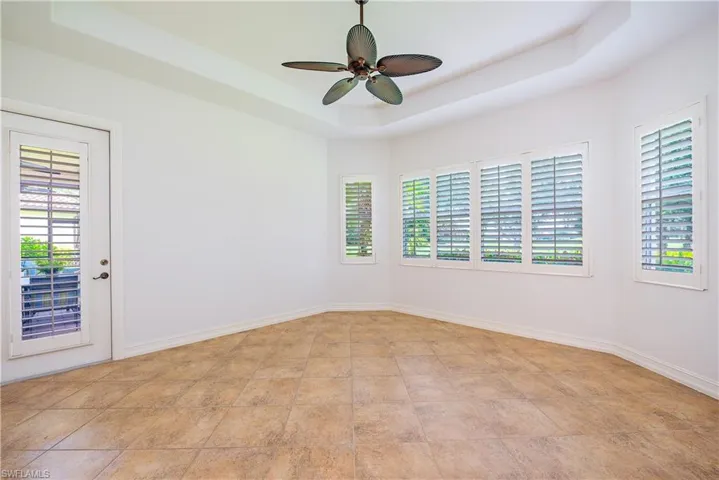 Owners Suite with private entry door to the Lanai area to watch a round of golf go by.