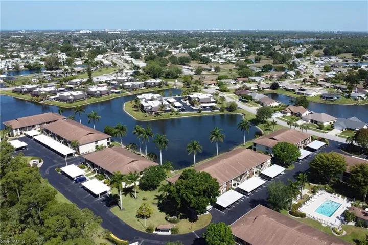 Aerial view of property and pool #1 and lake