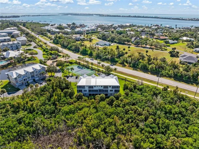 Aerial view of a large body of water