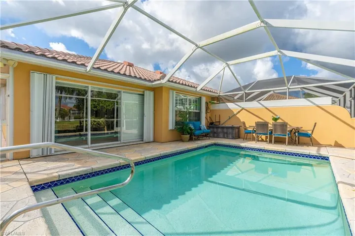 View of pool featuring a lanai and a patio area