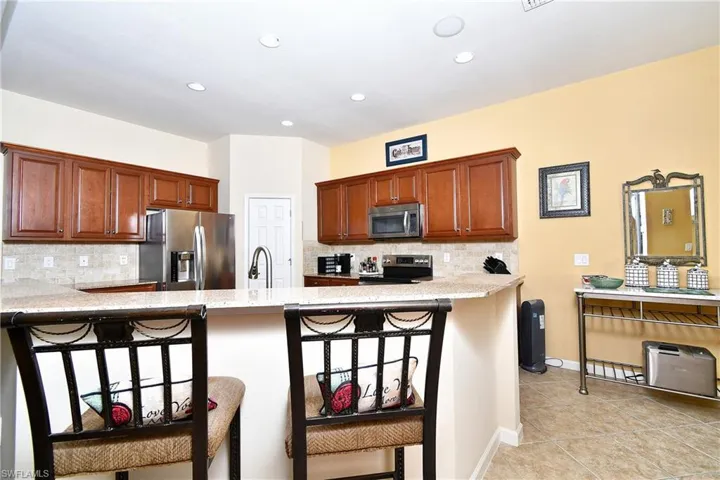 Island counter with extra seating area