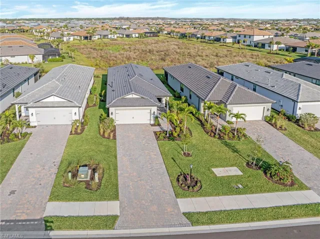 Aerial perspective of suburban area