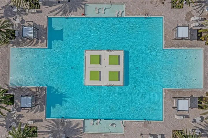 Drone / aerial view of a pool