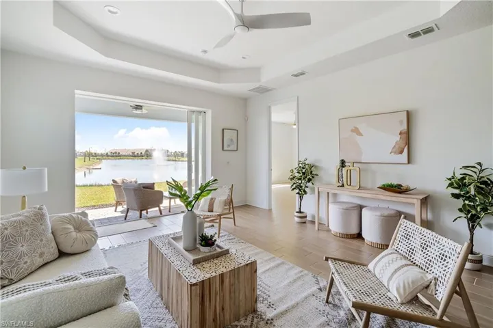 Living Room ,Tiled Flooring and Ceiling Fan