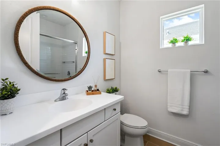 2nd Full-Bathroom with Vanity and Shower Tiled to Ceiling