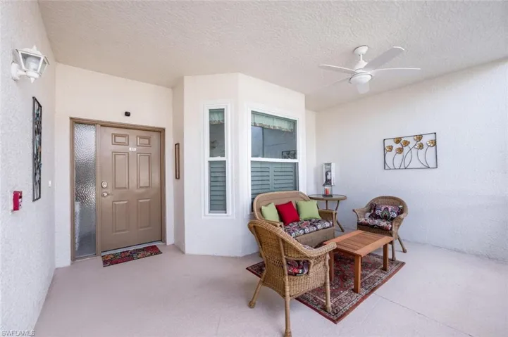 Property entrance with ceiling fan