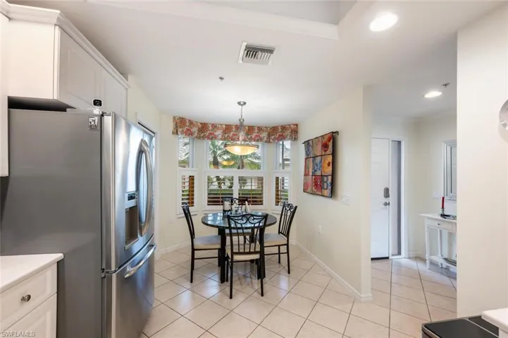 View of tiled dining room