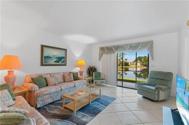View of tiled living room