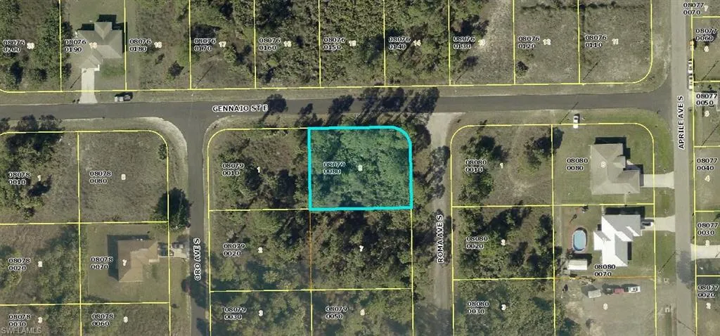 Aerial map of property and surrounding area