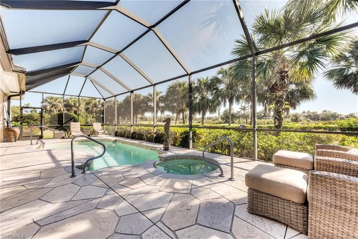 Note the artistic concrete pool deck