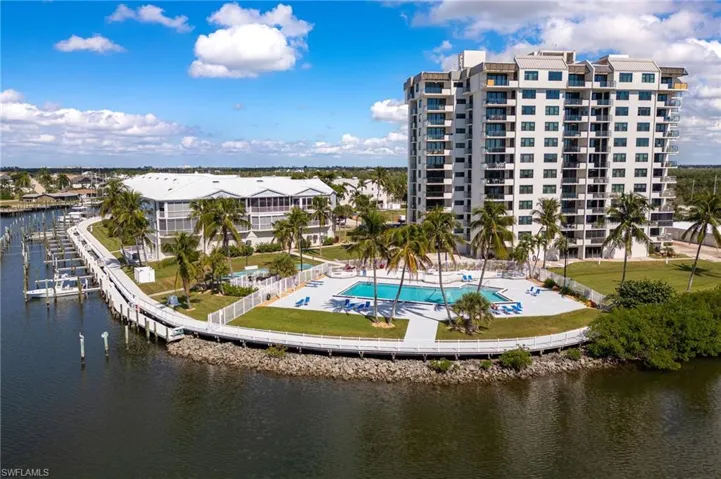 Drone / aerial view of a nearby body of water