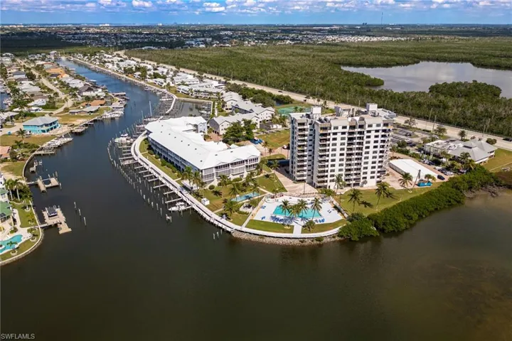 Drone / aerial view of a nearby body of water