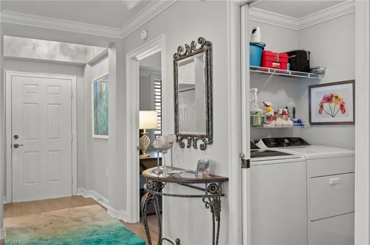 Front entry and laundry room.