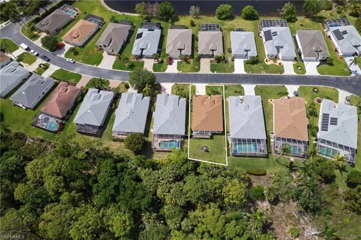 Bird's eye view with a residential view