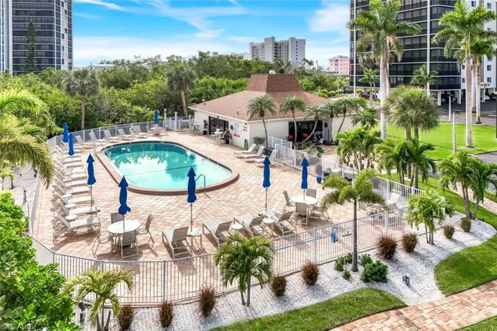 Community pool featuring a patio area