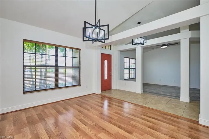 Photo from formal dining of entrance and den