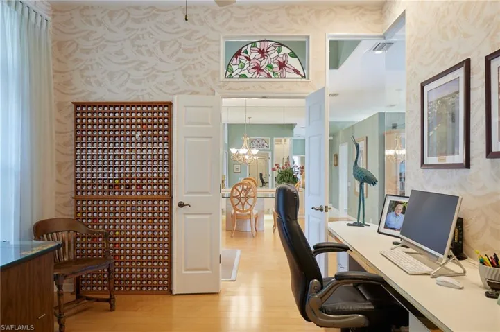 Office area with french doors opening to the foyer