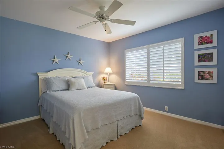 Bedroom with plantation shutters