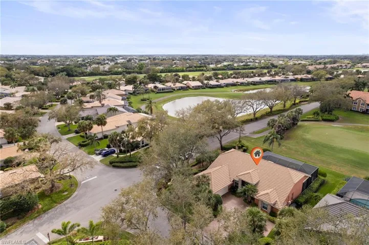 Birds eye view of property on corner lot