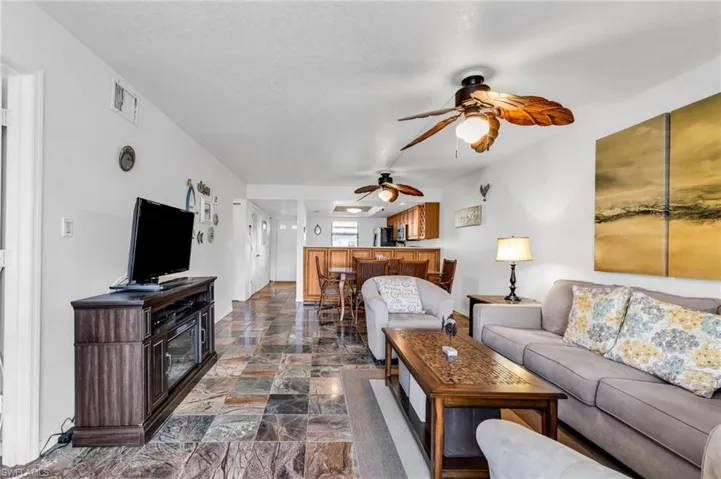 Living room with adjoining dining area