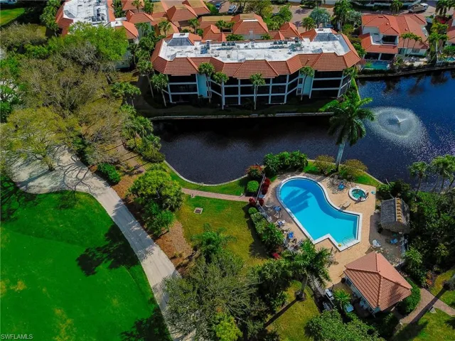 Bird's eye view of a nearby body of water