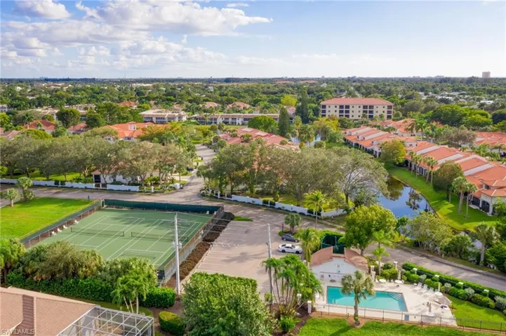 Aerial view of a pool area