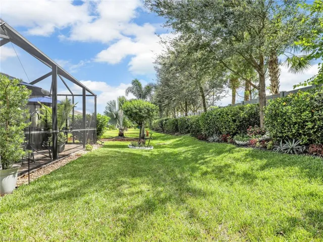 Private backyard with beautiful plantings