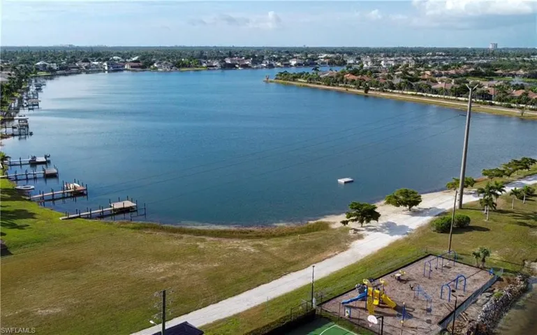 Drone / aerial view of a nearby body of water