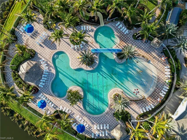 Aerial view of a amenities pool
