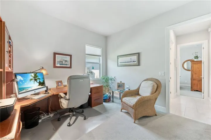 Office with light carpet