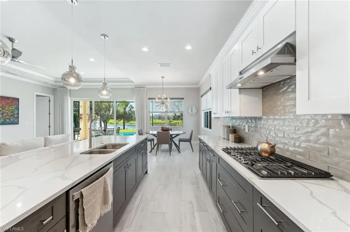 Kitchen featuring under cabinet range hood, appliances with stainless steel finishes, white cabinetry, a raised ceiling, and a sink