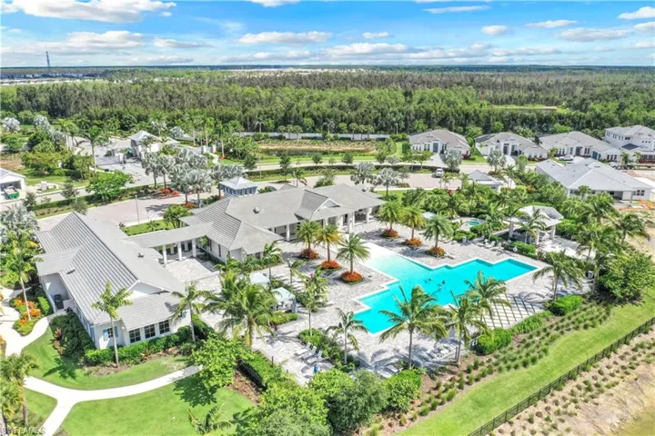 Birds eye view of property with a view of trees and a residential view
