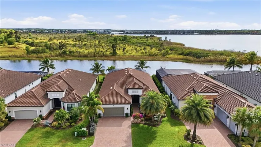 Bird's eye view of a nearby body of water