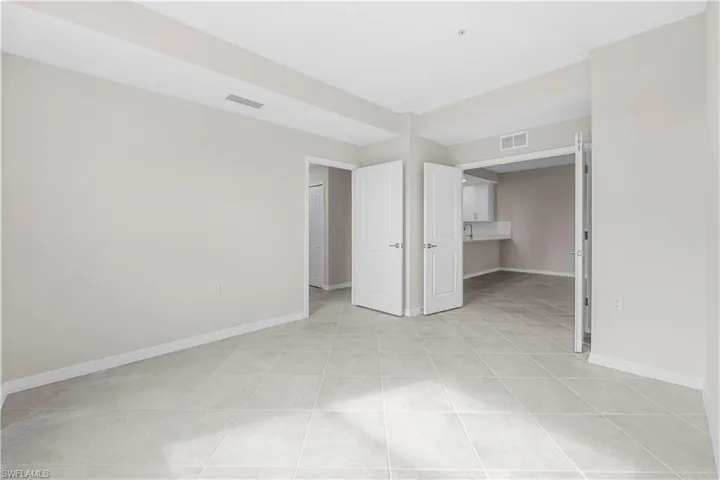 Neutral-toned interior with tile flooring